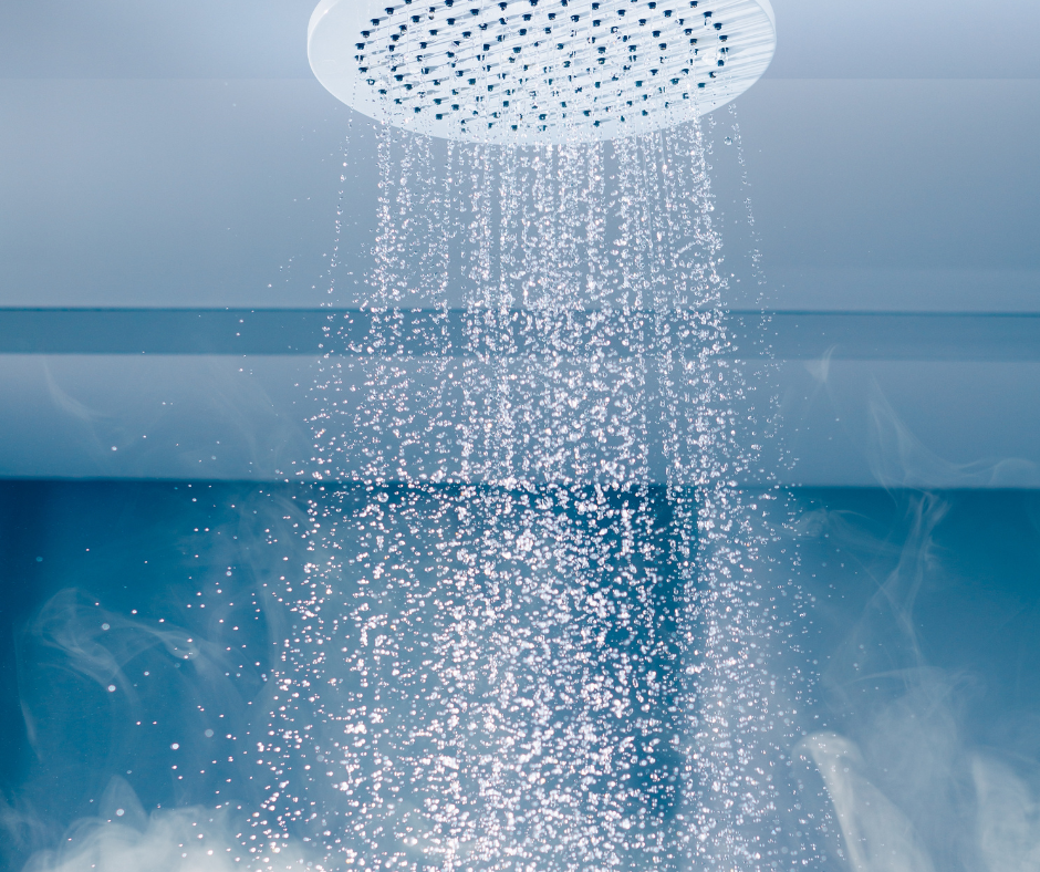 Shower head of steaming water